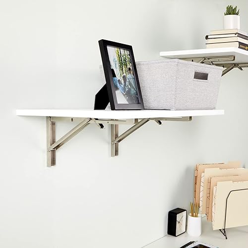 Miniatura 5 de Paquete de 2 soportes plegables en L, accesorios plegables de 14 pulgadas con bisagra de bloqueo para el hogar, estantes de garaje, soporta 140