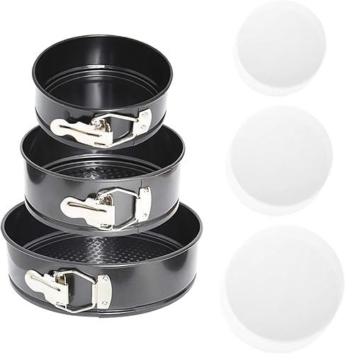 labworkauto Springform Pan Set 6 8 10 pulgadas con papel pergamino antiadherente pastel pan pan pan pan pan para hornear queso