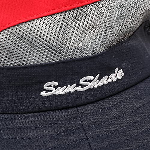 Image of Womens Summer Sun Hat Beach Hat Wide Brim Outdoor UV Protection Hat Foldable Cool Mesh Ponytail Bucket Hat