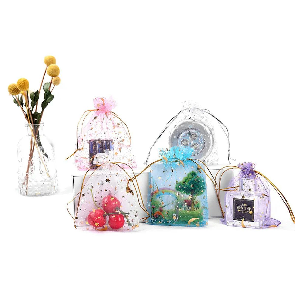 Sacchetti regalo per gioielli con coulisse in Organza bianca da 50 pezzi per la festa di nozze regali per il Festival di natale confezioni di caramelle sacchetti di Sorage  36