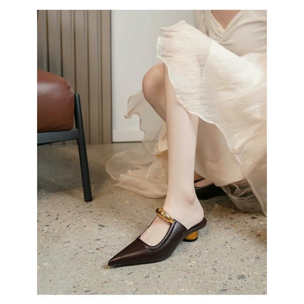 Zapatillas de Mujer con Punta Puntiaguda de 3,5 cm, Moda de Verano, Boca Baja, cómodas para Usar al Aire Libre, para Mujer, de una Palabra