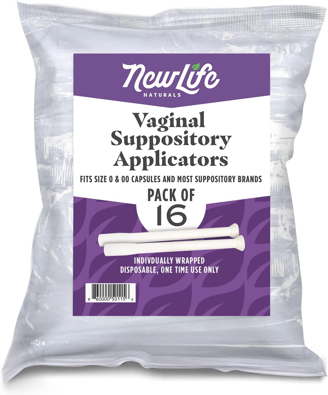 NewLife Naturals Vaginal Suppository Applicators for Boric Acid Suppositories, Size 0 & 00 Capsules, Pills & Tablets – Individually Wrapped Disposable Applicators – Pack of 16 (Made in USA)