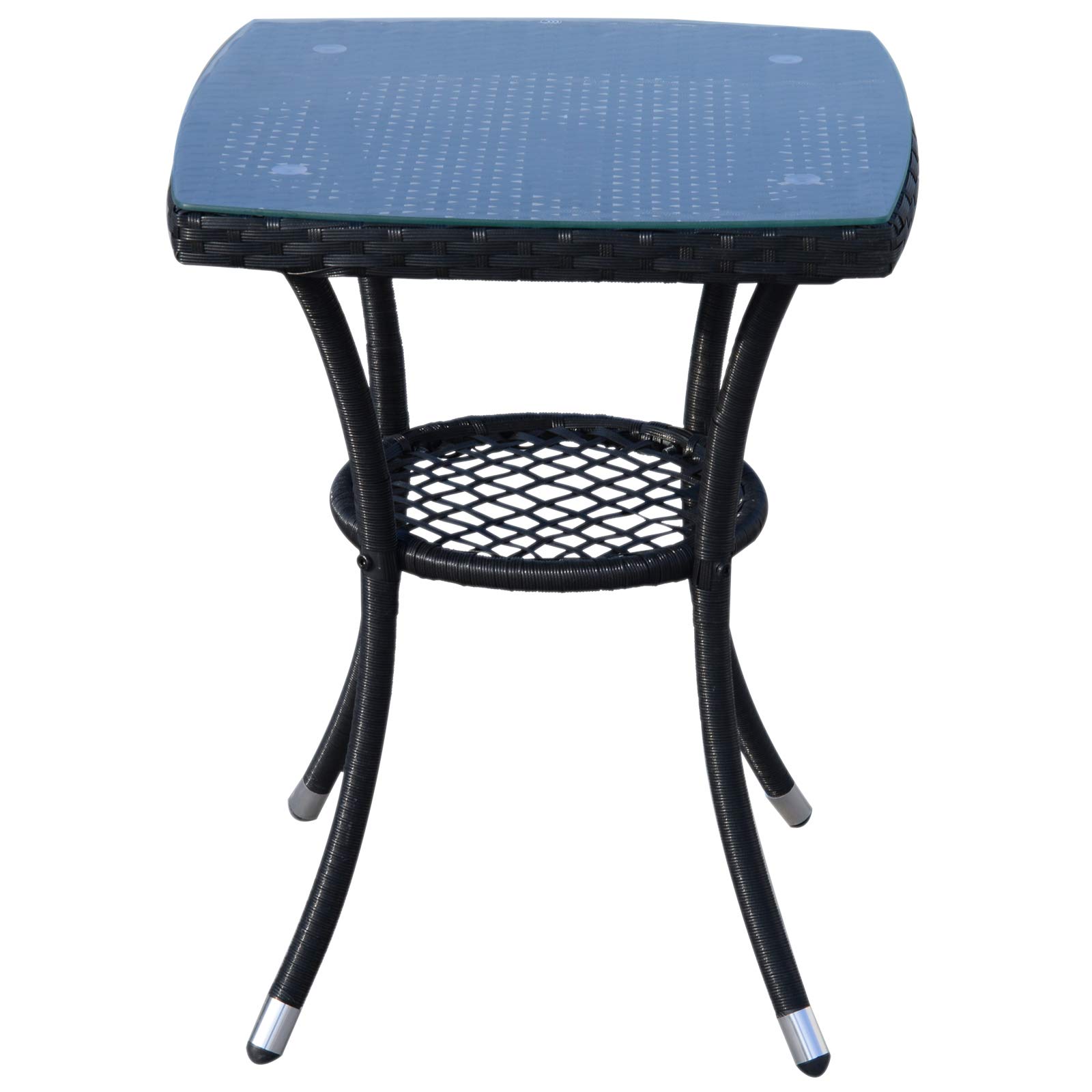 Outsunny Ensemble Salon De Jardin Résine Tressée 3 Pièces 2 Chaises Table Basse Pe Resine Tressee~863 083