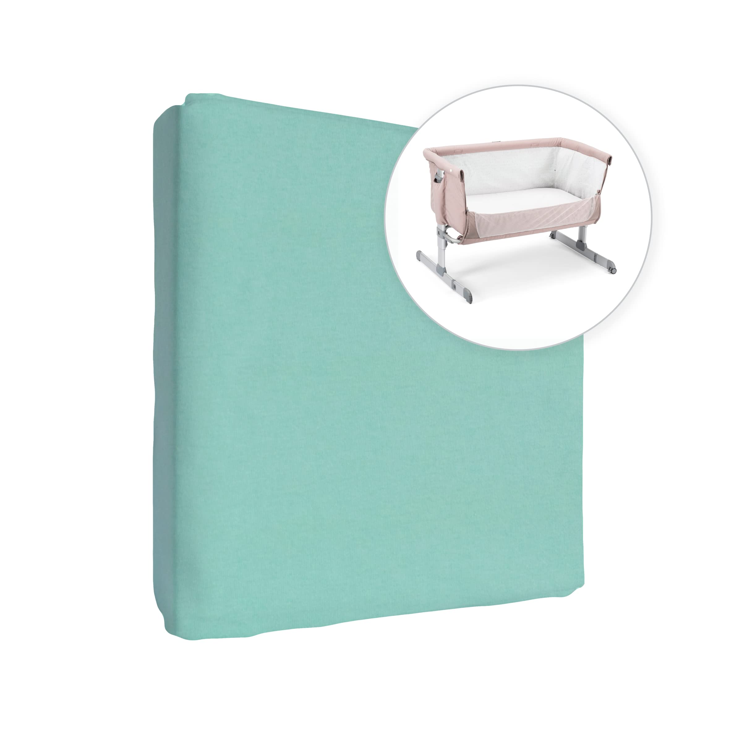 Jersey 100% Cotton Fitted Sheet for 90 x 55 cm Baby Bedside Crib Mattress (Cream) — view 33