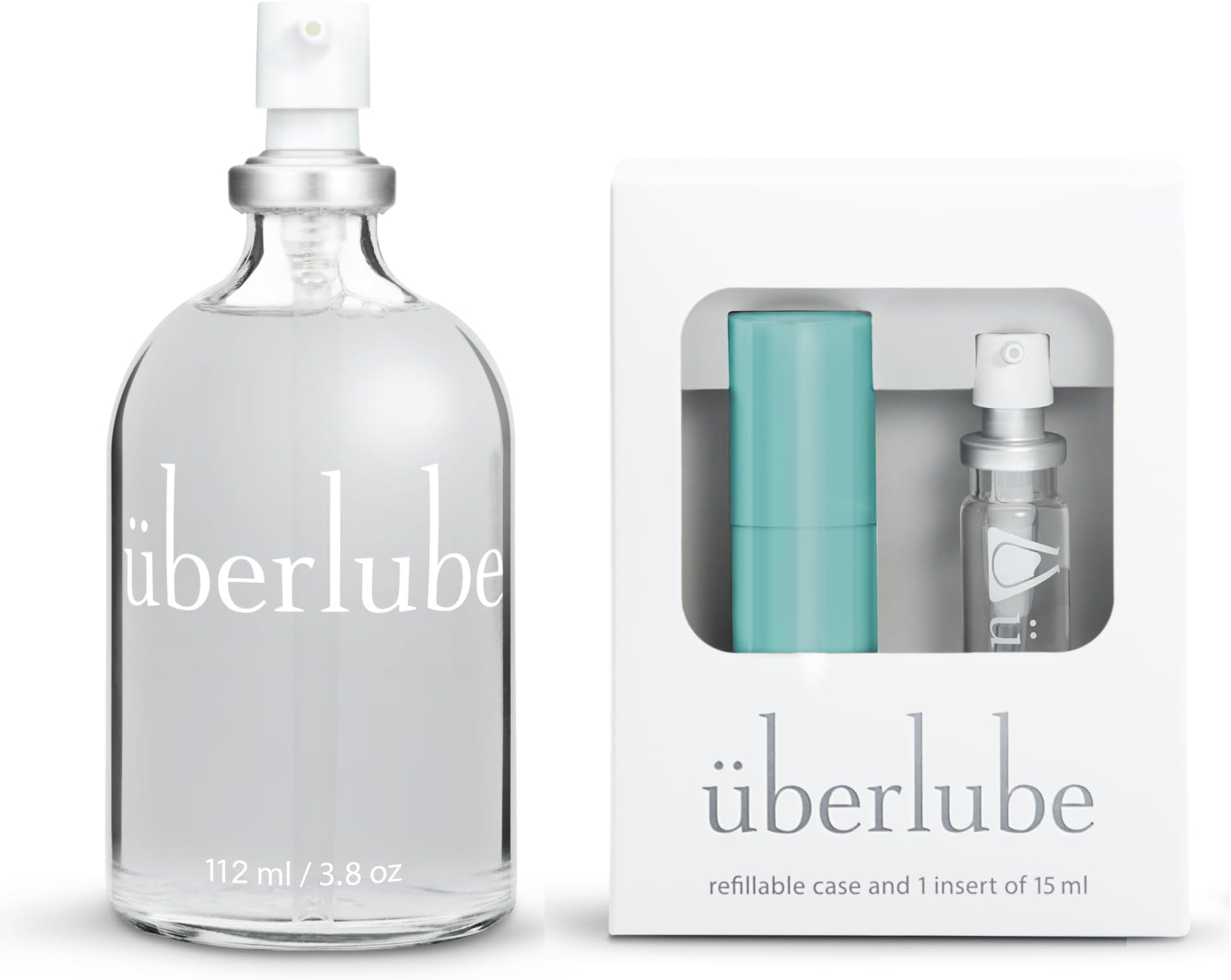 UberlubeHome and Travel Bundle - Aqua Travel Lube Kit + 112ml Bottle Silicone Lube, Unscented, Flavorless, Works Underwater - 112ml + Aqua Kit