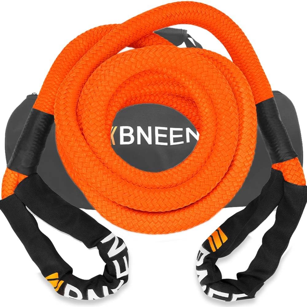 BNEEN Kit de cuerda de recuperación cinética de 1 pulgada x 20 pies, cuerda de recuperación cinética (495000 libras), cuerda de remolque de 30% de