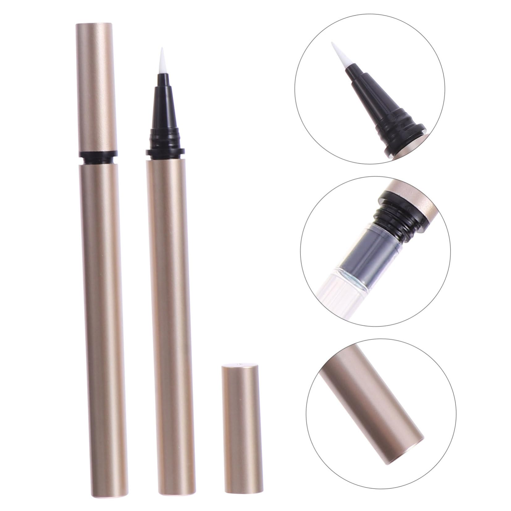 UKCOCO 5 Pezzi Tubetti di Eyeliner Ricaricabili 1ml in Plastica Oro, Contenitore Portatile per Negozi e Saloni Cosmetici