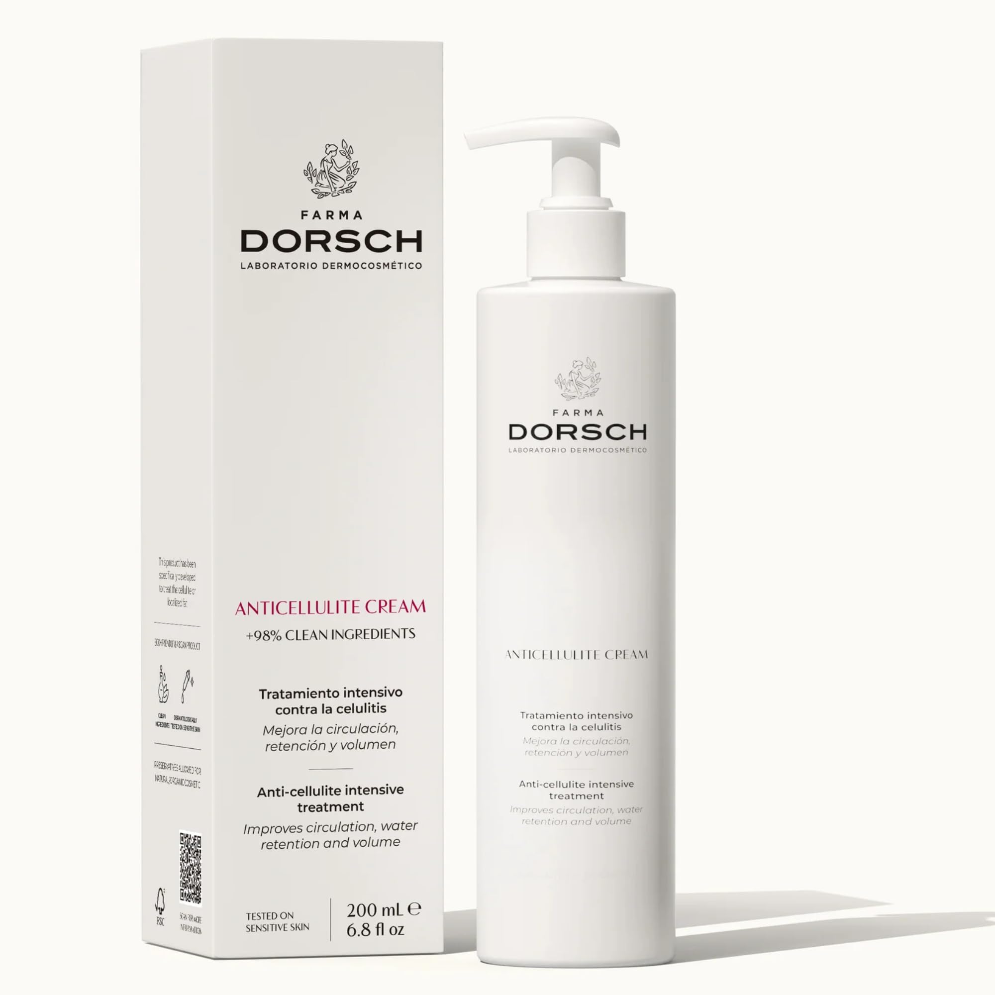 FARMA DORSCH - Crema Anticellulite Rimodellante | Riduce Grasso, Volume e Buccia d’Arancia | Azione Drenante e Idratante Profonda | +98% Ingredienti Naturali | 200 ml