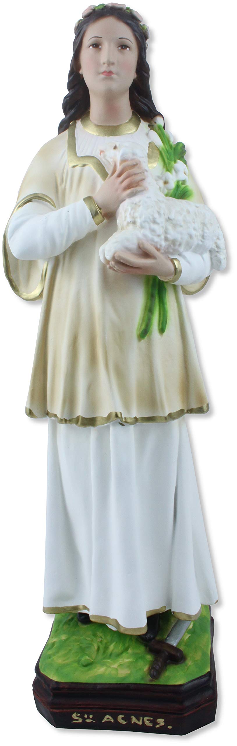 Statue Saint'Agnese en résine vide. Hauteur : 40 cm. Peint à la main.