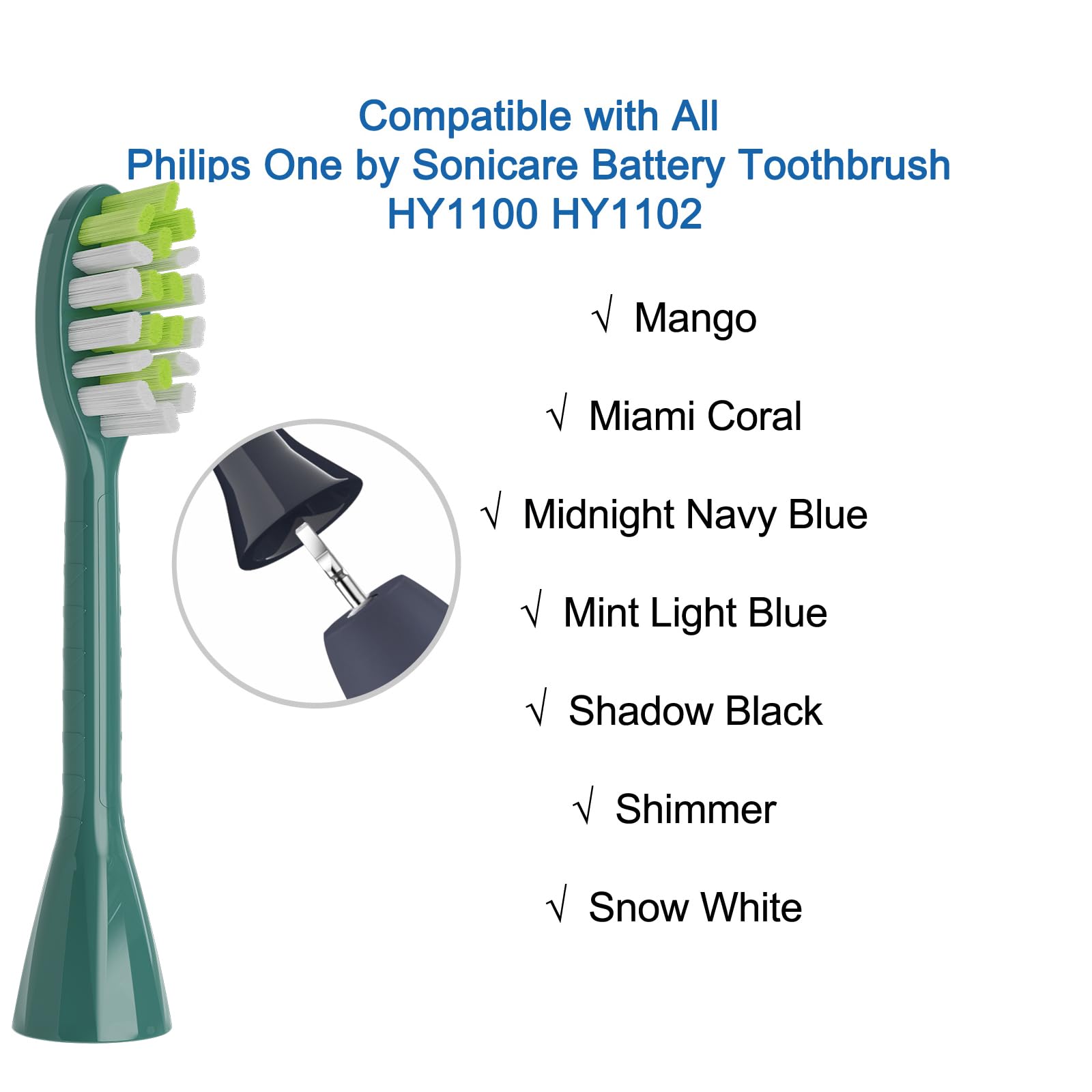 One Series Replacement Toothbrush Heads Pisonicleara Compatible with sonicare Philips One Series BH1022/03 HY1100/02 HY1102 (8-pc) Battery Brush, Mango Snow White Travel Refill (one-sage)