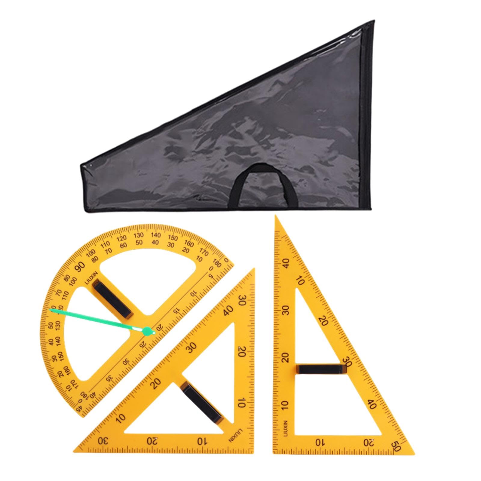 5 Pièces Équipement de Géométrie Mathématique Règle Large Rapporteur Triangle Grande Dimension Matériau Robuste Adapté Enseignement Architectu, 3 PIÈCES