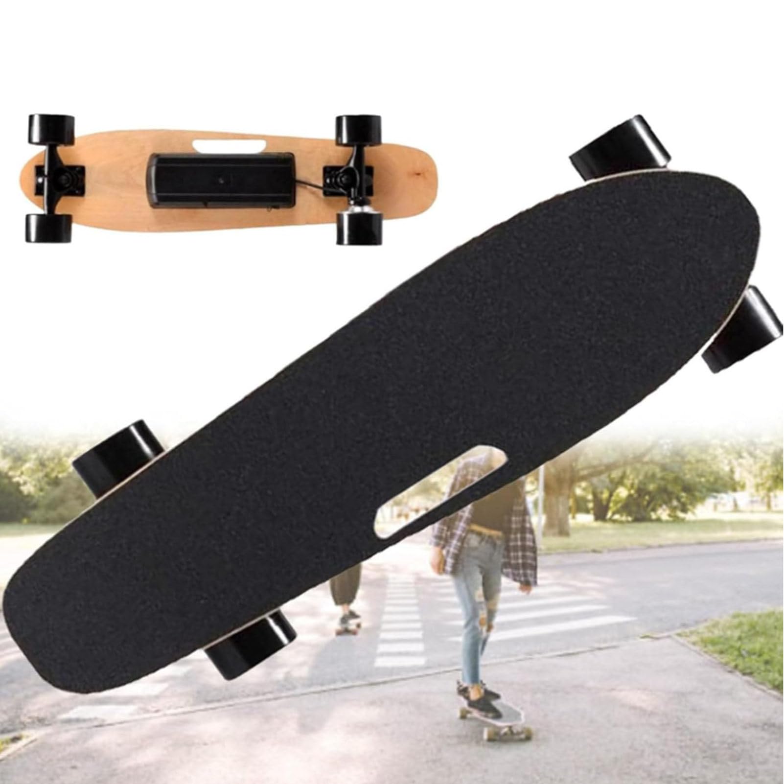 Planche à roulettes électrique Longboard avec une vitesse maximale de 22 km/h, moteurs de 350 W, pour adultes et débutants, charge maximale de 150 kg, avec une autonomie de 13 km pour les trajets