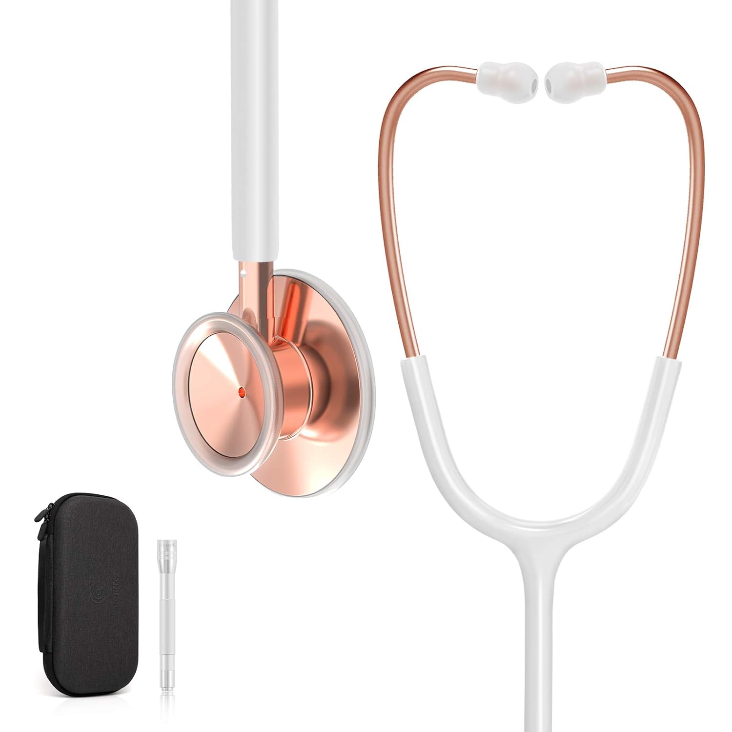 Amazon Com Clairre Rose Gold Stethoscope Kit Carry Case And Pen Light Included For Nurses Nursing Students Gift White Industrial Scientific