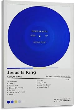 ZANLIART Kanye West - JESUS IS KING Album Cover Canvas Print Music Poster for Room Aesthetic Frame12x18inch30x45cm