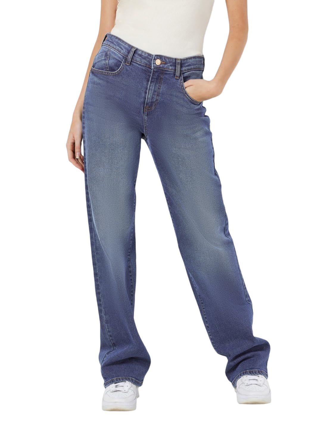 Noisy may Women's Nmyolanda Nw Wide Jeans Az308mb Noos, Medium Blue (Medium Blue Denim), 28W x 32L