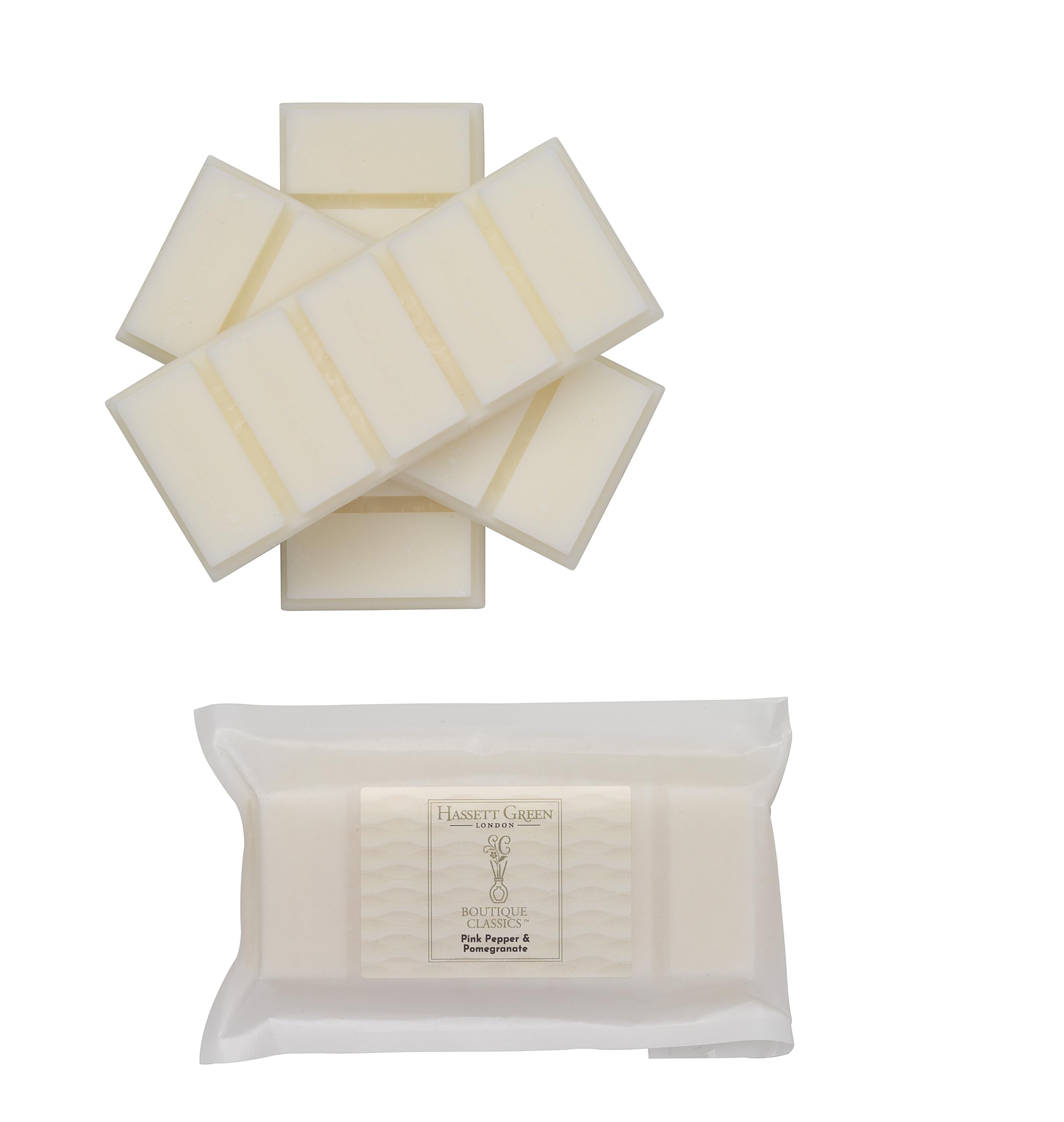 B&Q - Hassett Green LondonPink Pepper & Pomegranate Wax Melts3 X 55G Snap BarsSoy-Free & Paraffin-FreeHandmade In The Uk