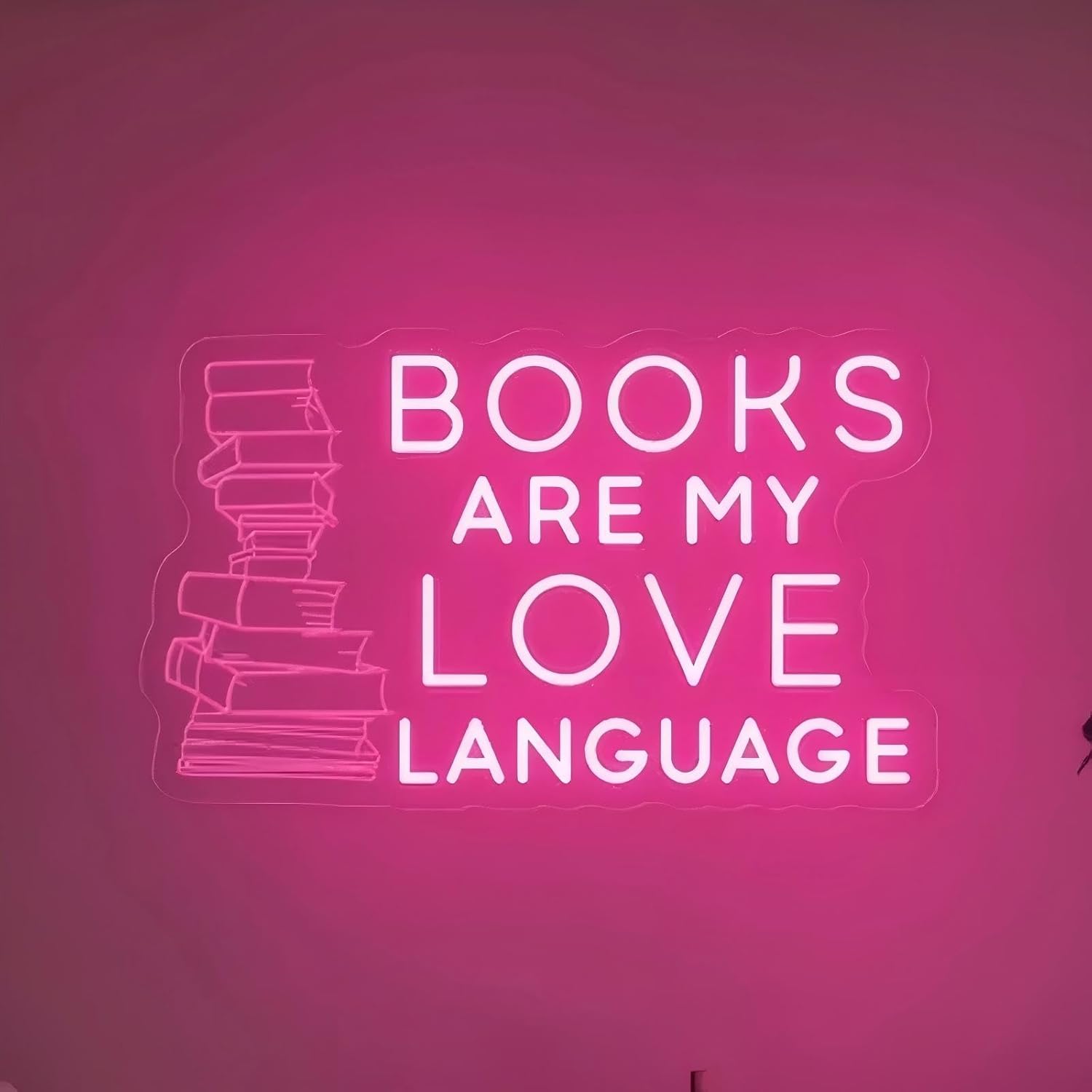 Books Are My Love Language Neon Sign, Custom Retro Bookworm Wall Art, Valentine Book Lover Gift, Bow Tie Neon Light, Custom Book Cover Sign, Back To School Gift, Kid's Reading Study, Book Club