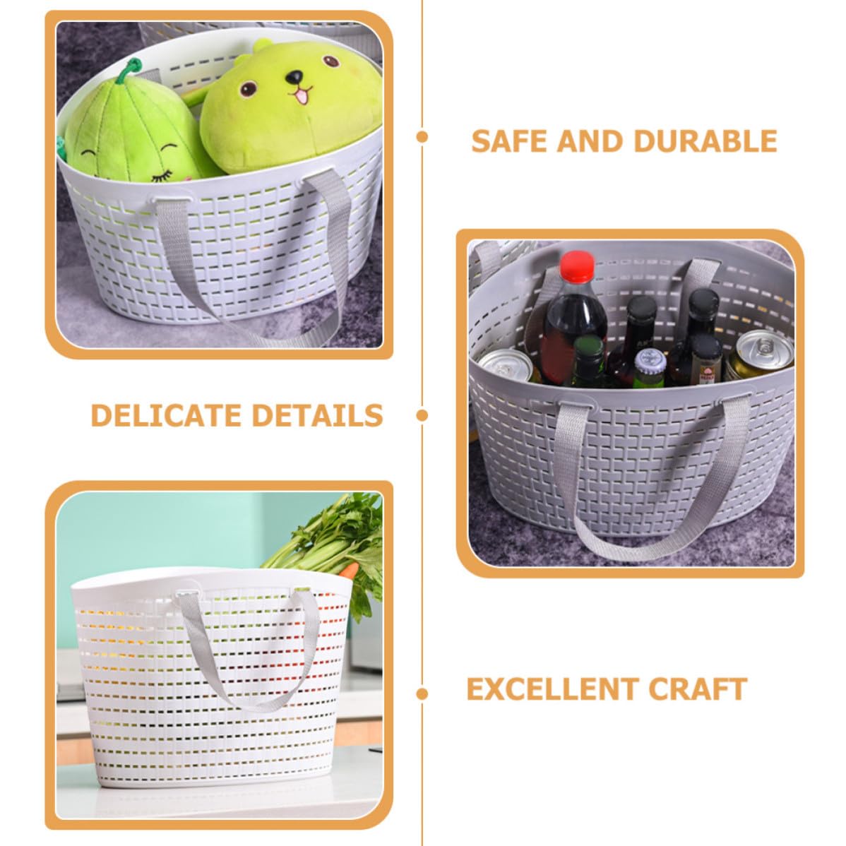 STAHAD Cesto per Bucato in Plastica 2 Pezzi Manici e Design Traforato, Resistente e Pratico per Bagno e Cabina Armadio