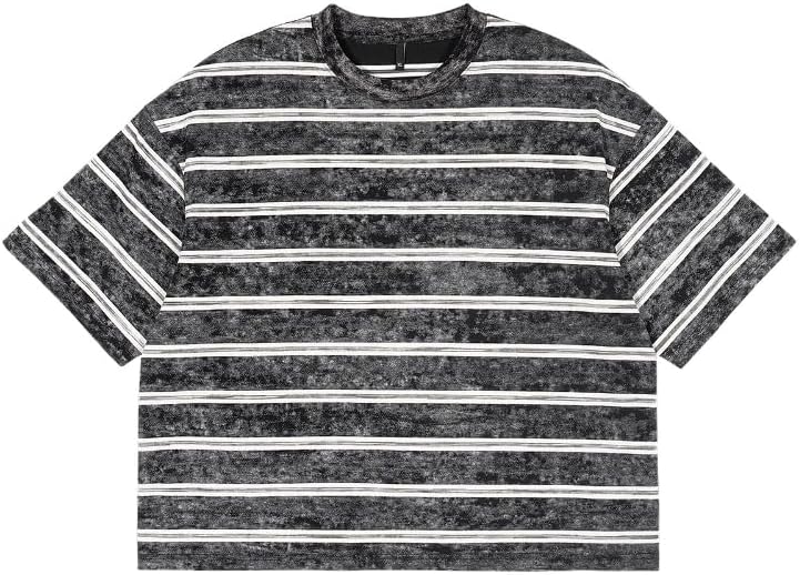 Men's Vintage Y2K Striped Short Sleeve T-Shirt Loose Fit Crewneck Summer Tee Baggy Color Block Summer Tops - Image 5