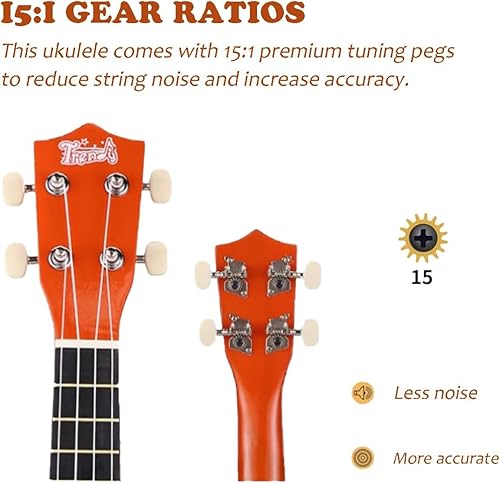 Miniatura 13 de Ukelele soprano de moda para principiantes de 21 pulgadas. Ukelele hawaiano para niños, adultos y estudiantes con bolsa de concierto (marrón)