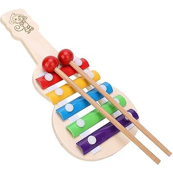 Naayaab Craft Guitar Xylophone with 5 Tones, Musical Toy for Kids with Child Safe Mallets, Best Educational Development Musical Kid Toy as Best Holiday/Birthday Gift for Your Mini Musicians, 5 Knocks - image, photos