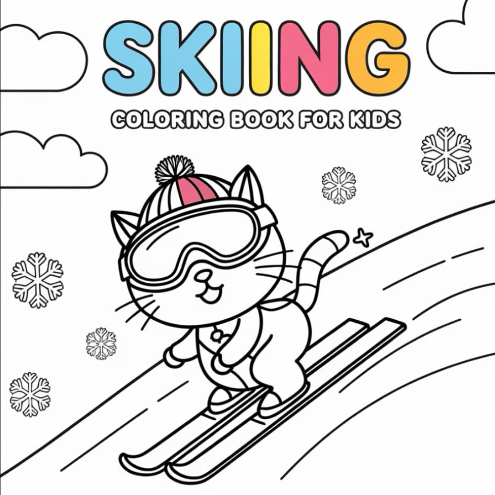 Skiing coloring book for kids: Simple and Fun Coloring Book with Animals Skiing (Magical Coloring Books: Creative Journeys for Young Artists)