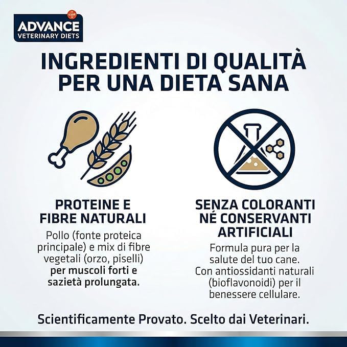 Advance Veterinary Diets Weight Balance Medium Maxi Crocchette Cane 3 kg - Cibo Secco Dietetico per Perdita Peso, Mangime Light Saziante Gusto Pollo, Mantiene Massa Muscolare, Adult