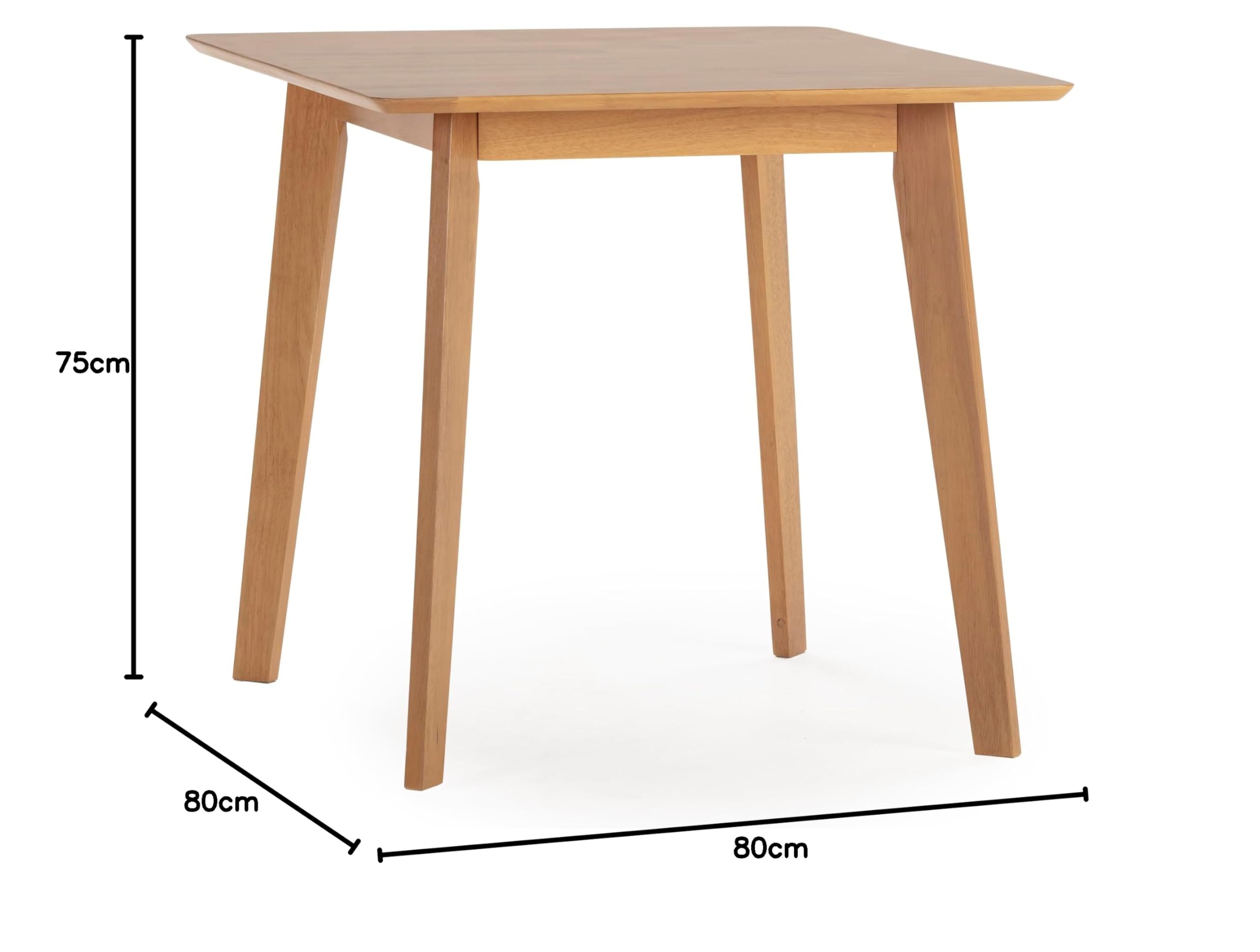 HOMN LIVING Tavolo da pranzo Pomago 80x80 cm Colore rovere, legno massello, 80 cm (Larghezza) 80 cm (Profondità) 75 cm (Altezza)
