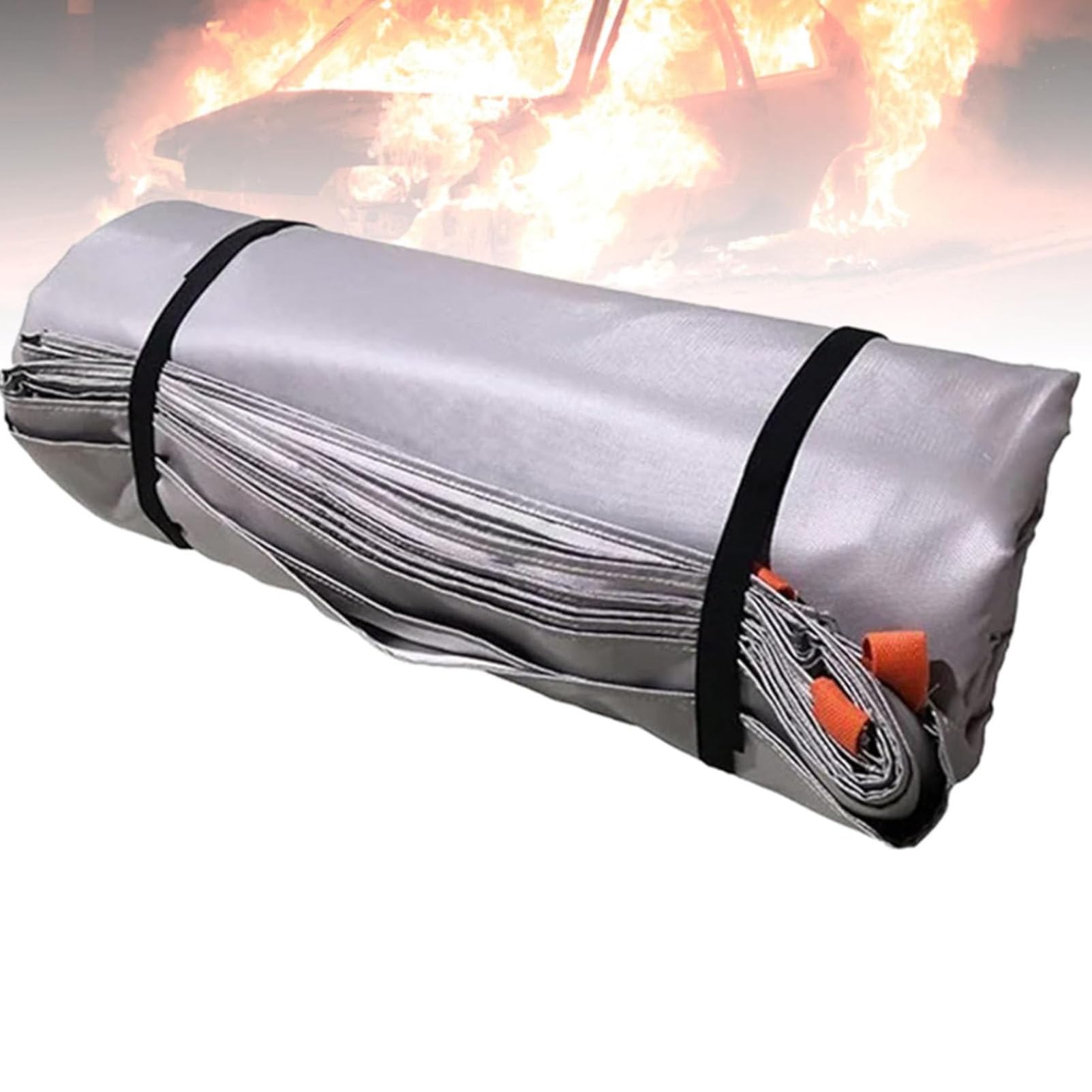 Oiyekntd Car Fire Blanket for Electric & Gas Vehicles, 1100°C Reusable Emergency Fire Suppression Blanket, Quick Unfolding Silicone Survival Safe Blankets, Vehicle Accident 3 * 4m/9.8 * 13.1ft