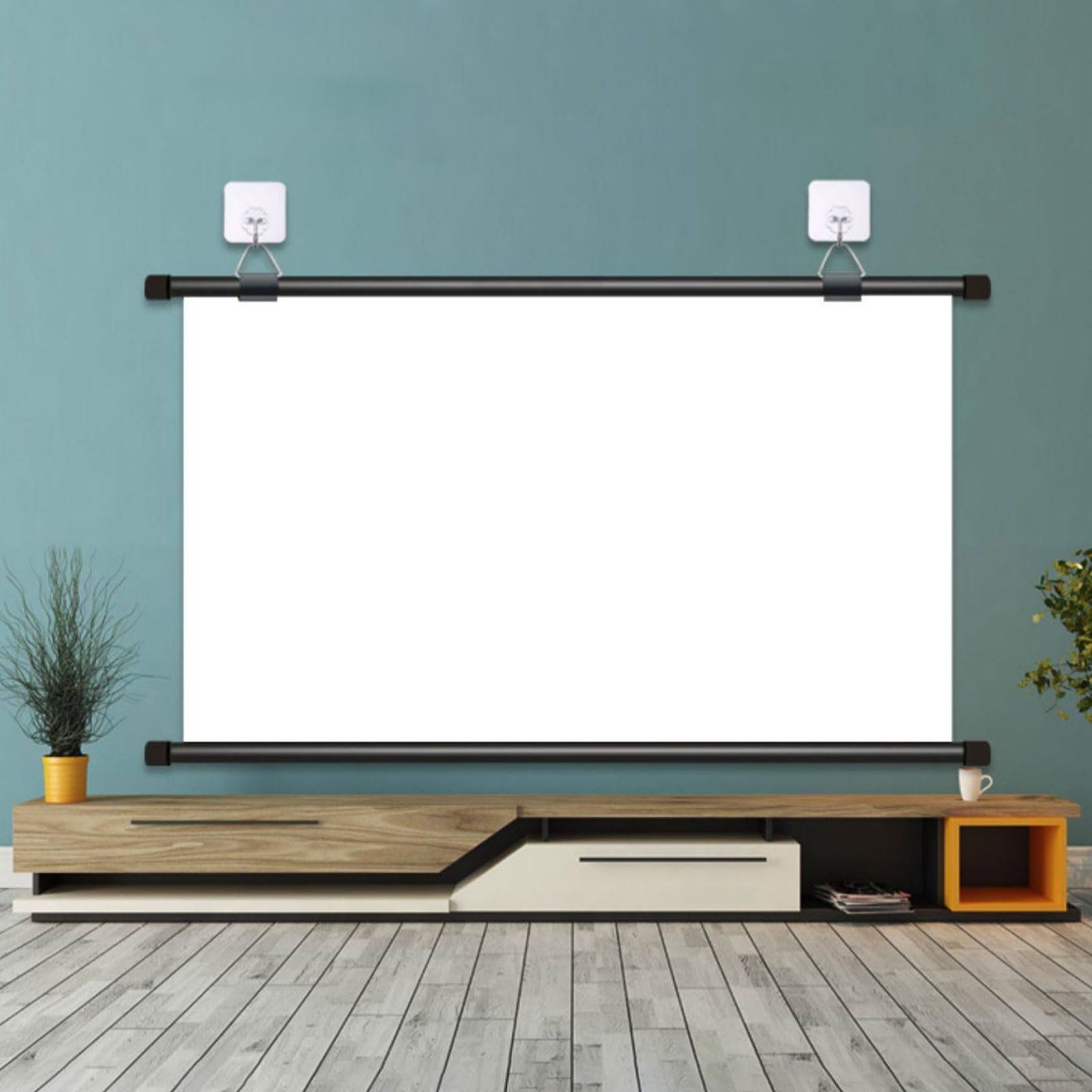 Écran De Projection 60" Manuel Enroulable,ÉCran Plafond Videoprojecteur,Toile projecteur Home Cinema,Anti-Plis,Facile à Ranger,pour CinéMa à Domicile en Salle MultiméDia