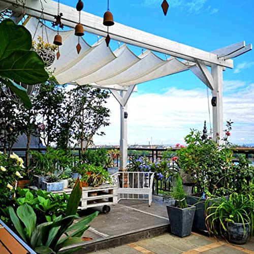 Toldo retráctil para exteriores para pérgola, toldo ondulado con riel deslizante, protección UV, toldo de techo para terraza, patio, jardín, balcón, refugio personalizable (color: W)