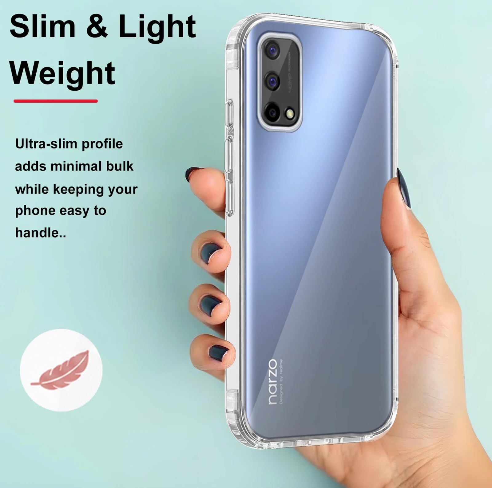 Silicone Back Cover Case, Scratch Resistant Protective Crystal Clear Transparent Shock Proof Bumper Back Cover Case for Realme Narzo 30 Pro 5G — Amazon image 2