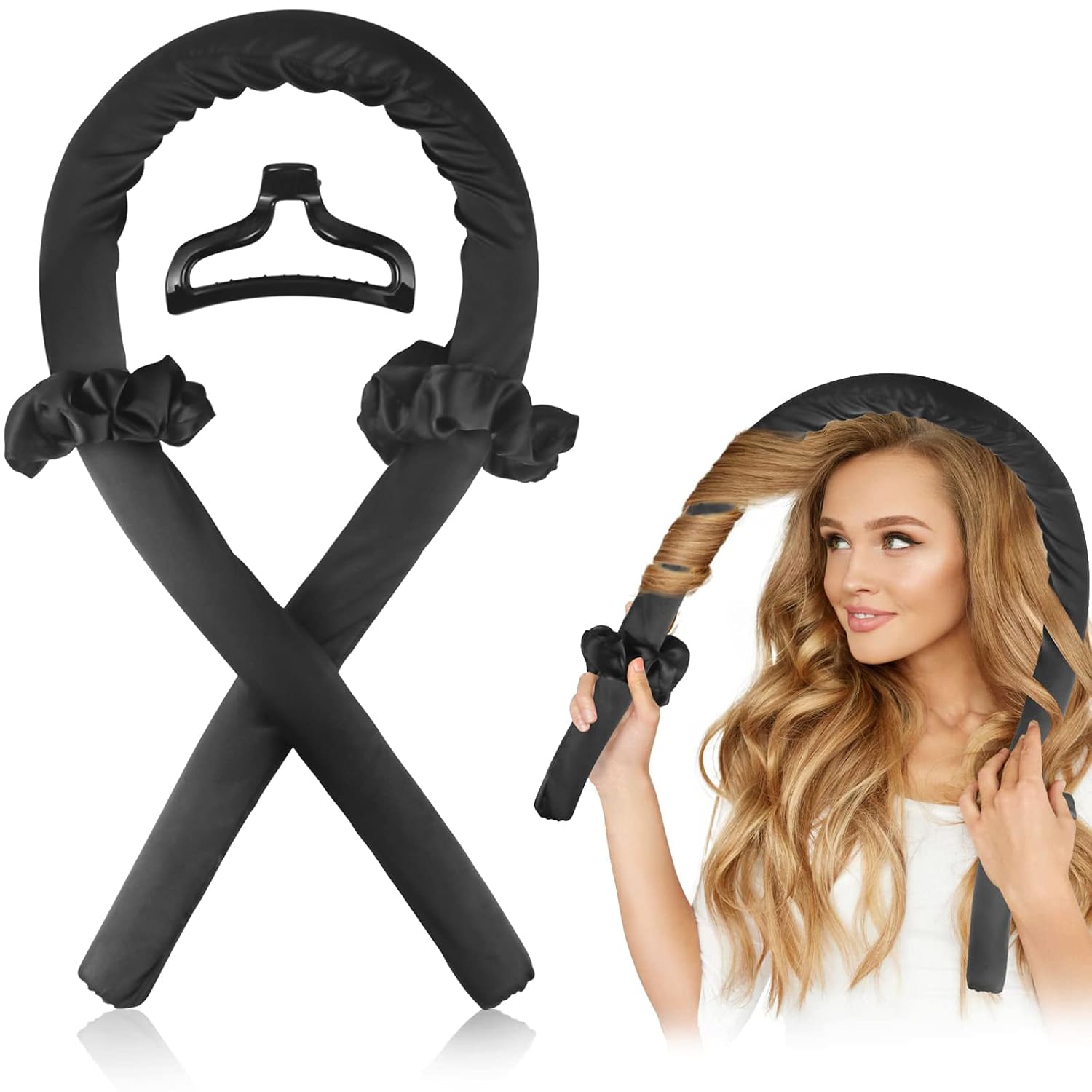 Heatless Curling Rod Headband,No Heat silk curlers hair rollers for long hair and you can sleep in soft foam hair curlers curling rods overnight,curling ribbon and flexible rods for natural hair