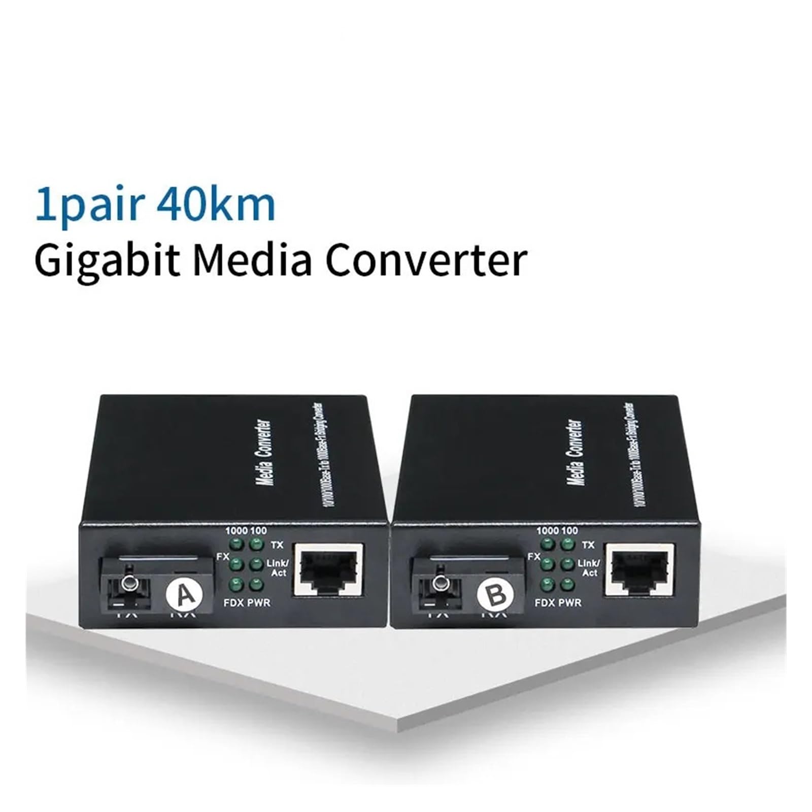 20 40 km gigabitowy konwerter światłowodowy na Rj45 jednomodowy pojedynczy przełącznik światłowodowy Ethernet 10/100/1000 metrów (1 para 1G1E 40 km)