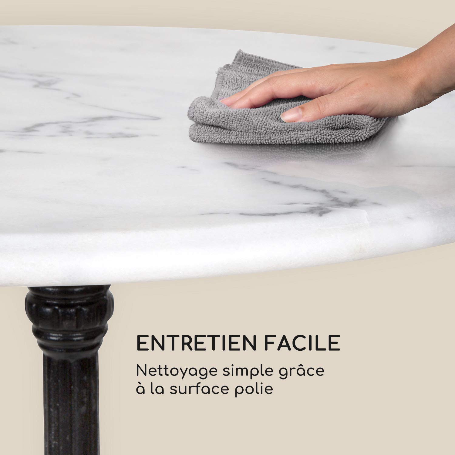 blumfeldt Patras Taverna Table Bistrot - Table Haute a Bord Decoratif, Mange-Debout avec Pied en Fonte, Interieur & Exterieur, Resistante a l'eau et au Gel, 60 cm Dia, 110 cm Hauteur, Blanc