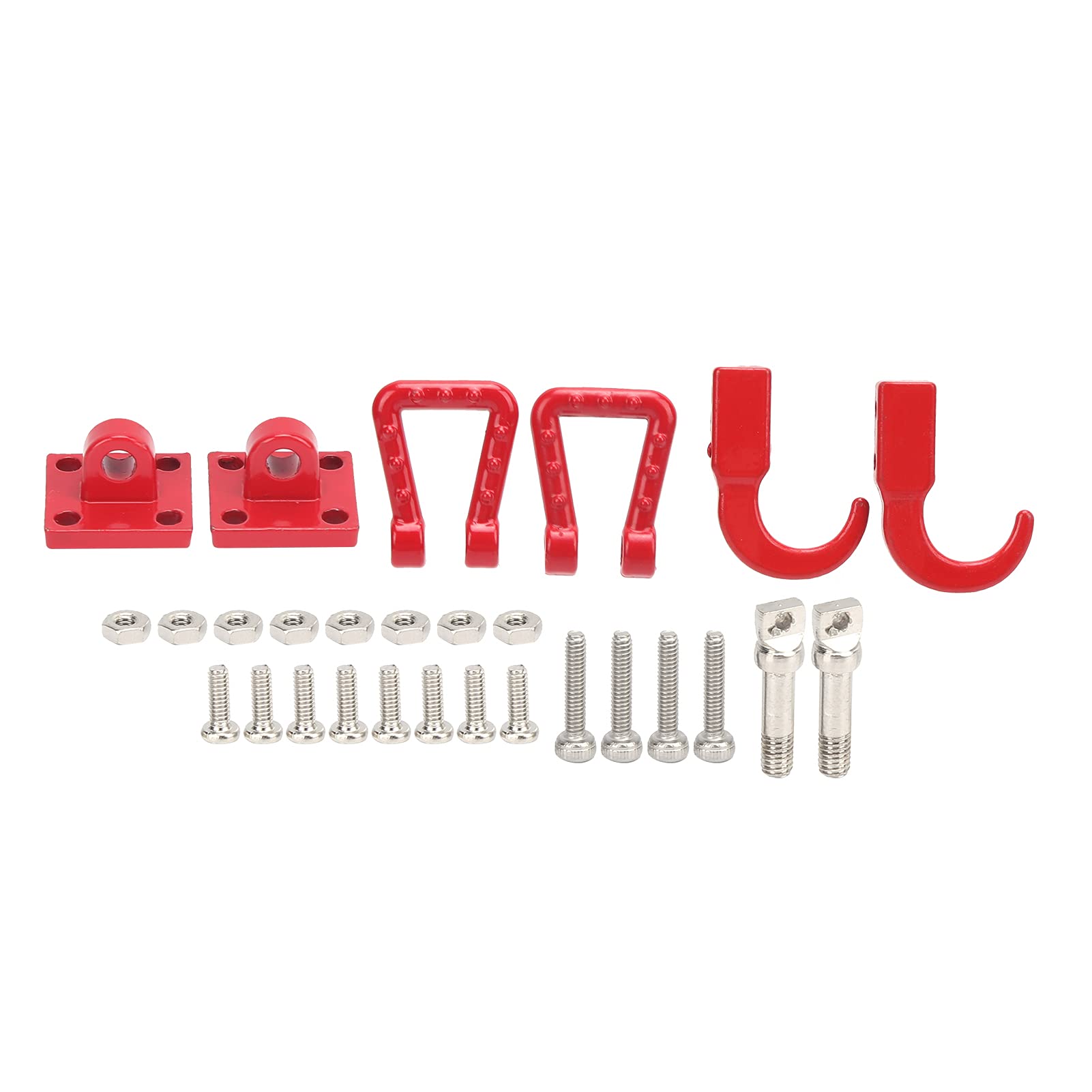 equlup RC Car Trailer, 2PCS Metal Towing Buckle Tow Hooks D Shackles CC01 1/10 RC Crawler Upgrade Parts for Climbing Crawler Car (Red)