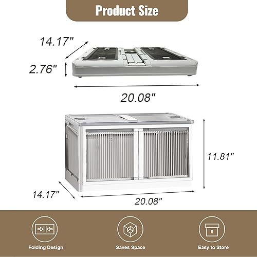 Miniatura 2 de Contenedor de almacenamiento con tapa, cajas de almacenamiento apilables con ventanas y ruedas, contenedores plegables de plástico grandes con