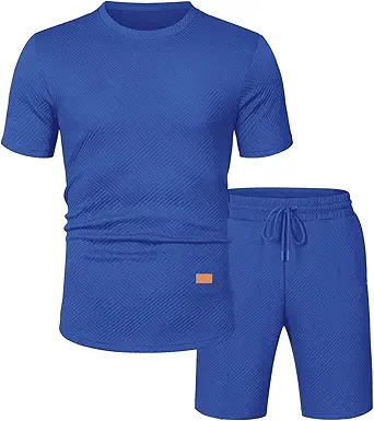 Vssjavun Men's Track Suits 2 Piece Outfits Casual Short Sleeve Shirt and Shorts Set Sweatsuit Summer Tracksuit