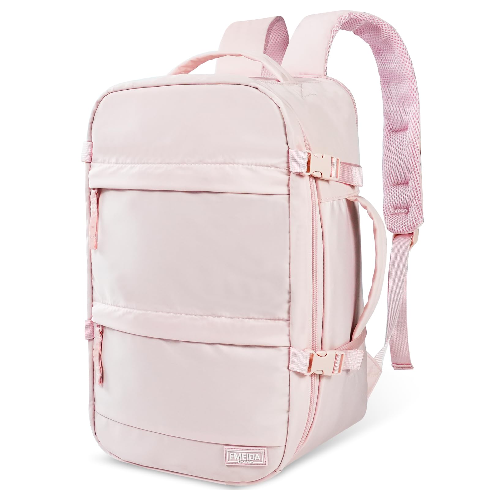 Fmeida Pink Travel Backpack Flight Approved Underseat Personal Item Bag 20L | Small Size, Airplane Approved for Ryanair, Fits 14" Laptop, Anti-Theft Back Pocket, Water-Resistant Weekender Bag, Cabin Bag