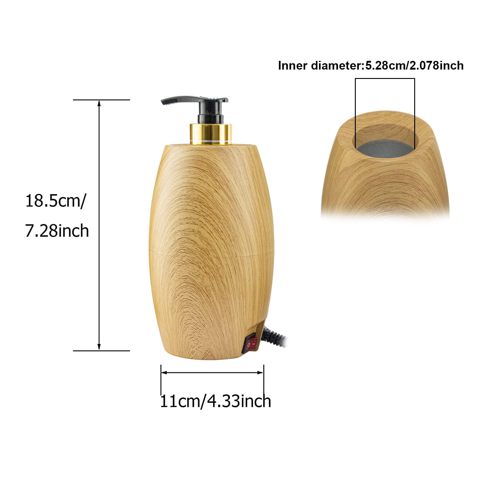 Elitzia Chauffe Huile de Massage Chauffe Lotion 131°F Température Constante avec Bouteilles à Pompe en Plastique Chauffe Huile de Massage pour Crèmes, Gels et Huiles Essentielles ETOH843N (naturel)
