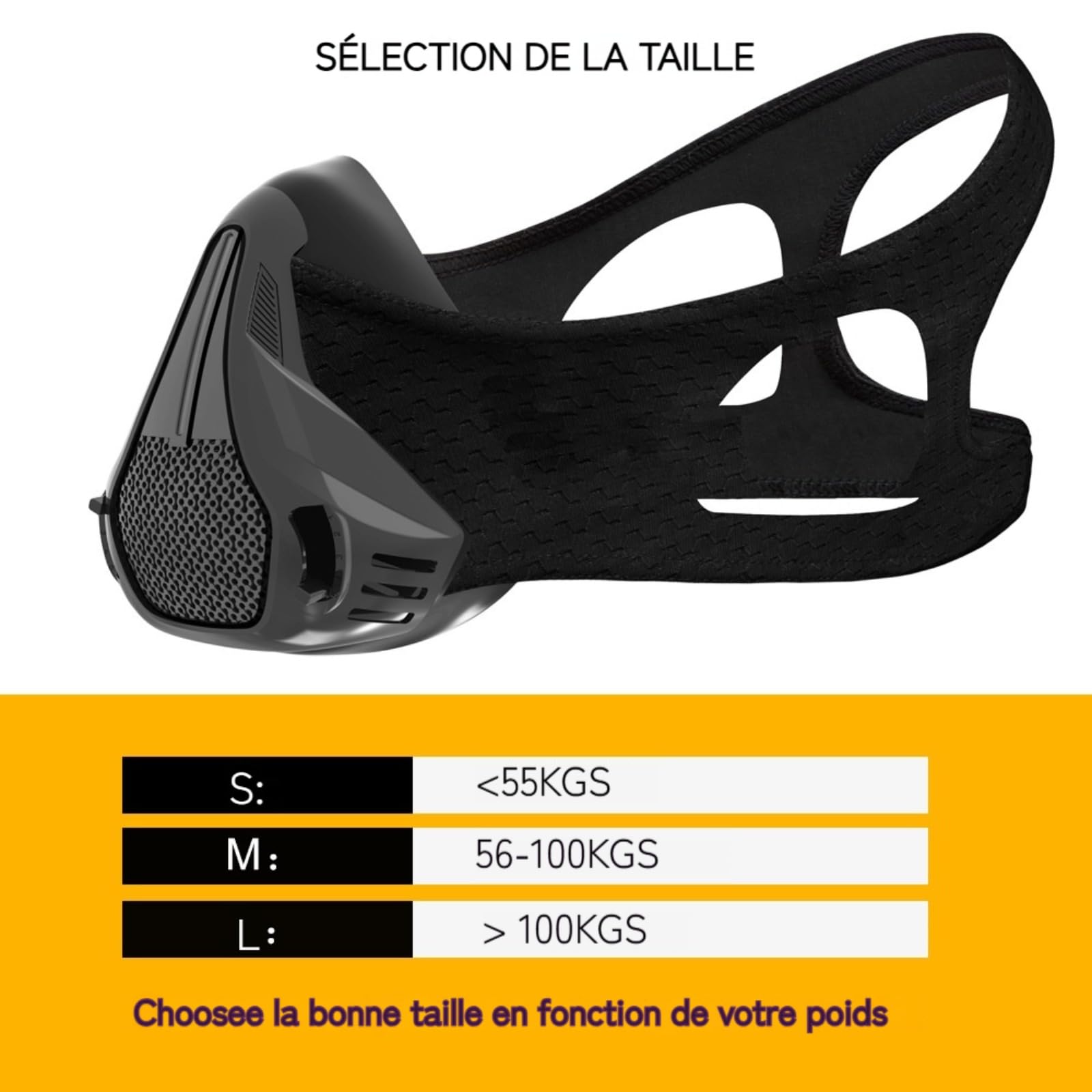 Générique Simulateur de Haute Altitude d'entraînement Masque pour Tous Les Sports intensifs et de Fitness - (25 Niveaux réglables) S/M/L