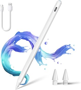 iPad A16 Pencil with Fast Charging, Pixel-Perfect Tilt Sensitivity and Pam Rejection Stylus Pen for iPad A16 11th/10th/9th/8th Generation, White