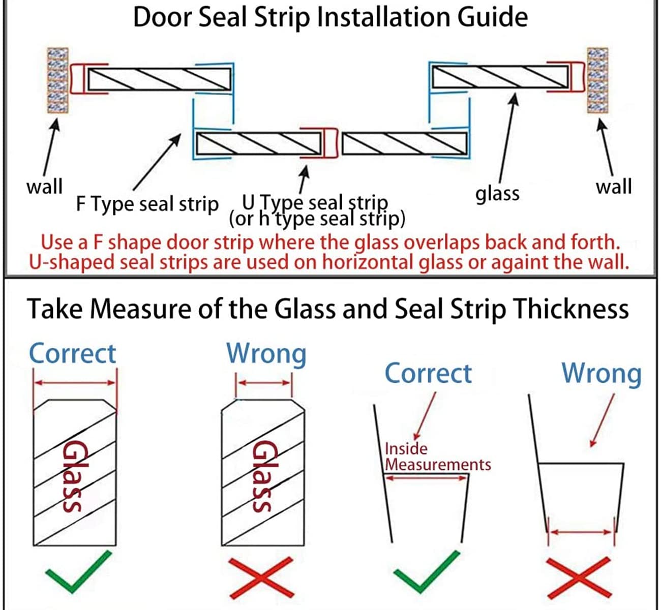 Junta de sellado para puerta de ducha impermeable para mampara de ducha de 6 mm, 8 mm, 10 mm, 12 mm, sello de repuesto para mampara de ducha (tipo F, 500 cm)