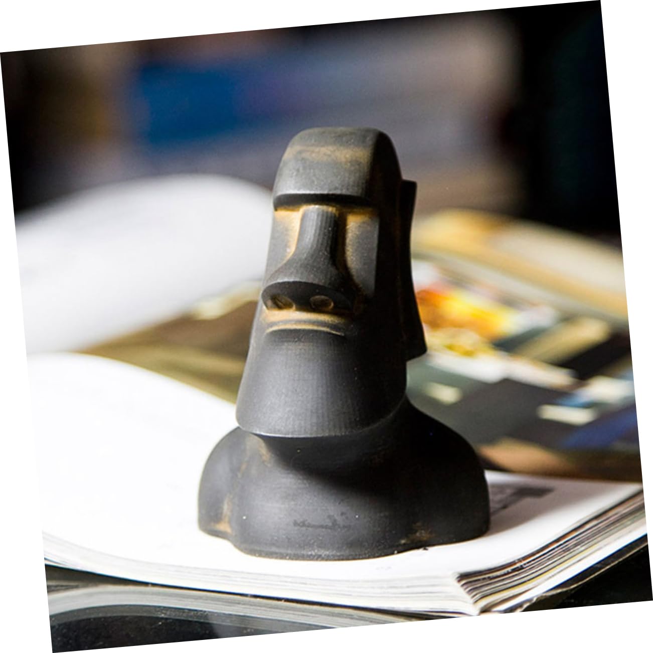 BESTYASH Statua Moai Decorativa in Resina Miniatura Scultura Isola per Giardino e Ufficio Ornamentazione Tiki per e Design per Interni ed Esterni