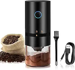 Moedor de Café Elétrico Ajustável Portátil Triturador De Grãos Café Automático Recarregável Usb Regulagem De Moagem (Preto)