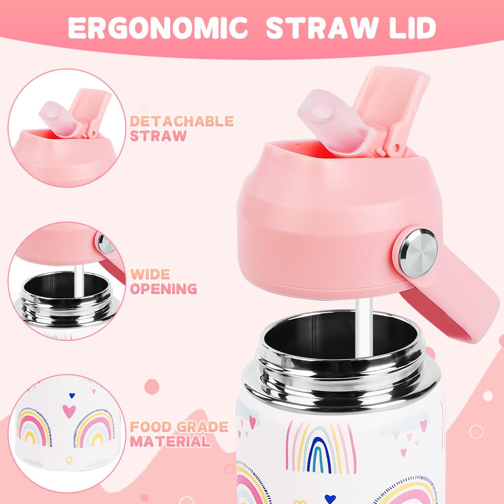 Borraccia Bambini Acciaio Inox 350ml Termica Senza BPA Cannuccia
