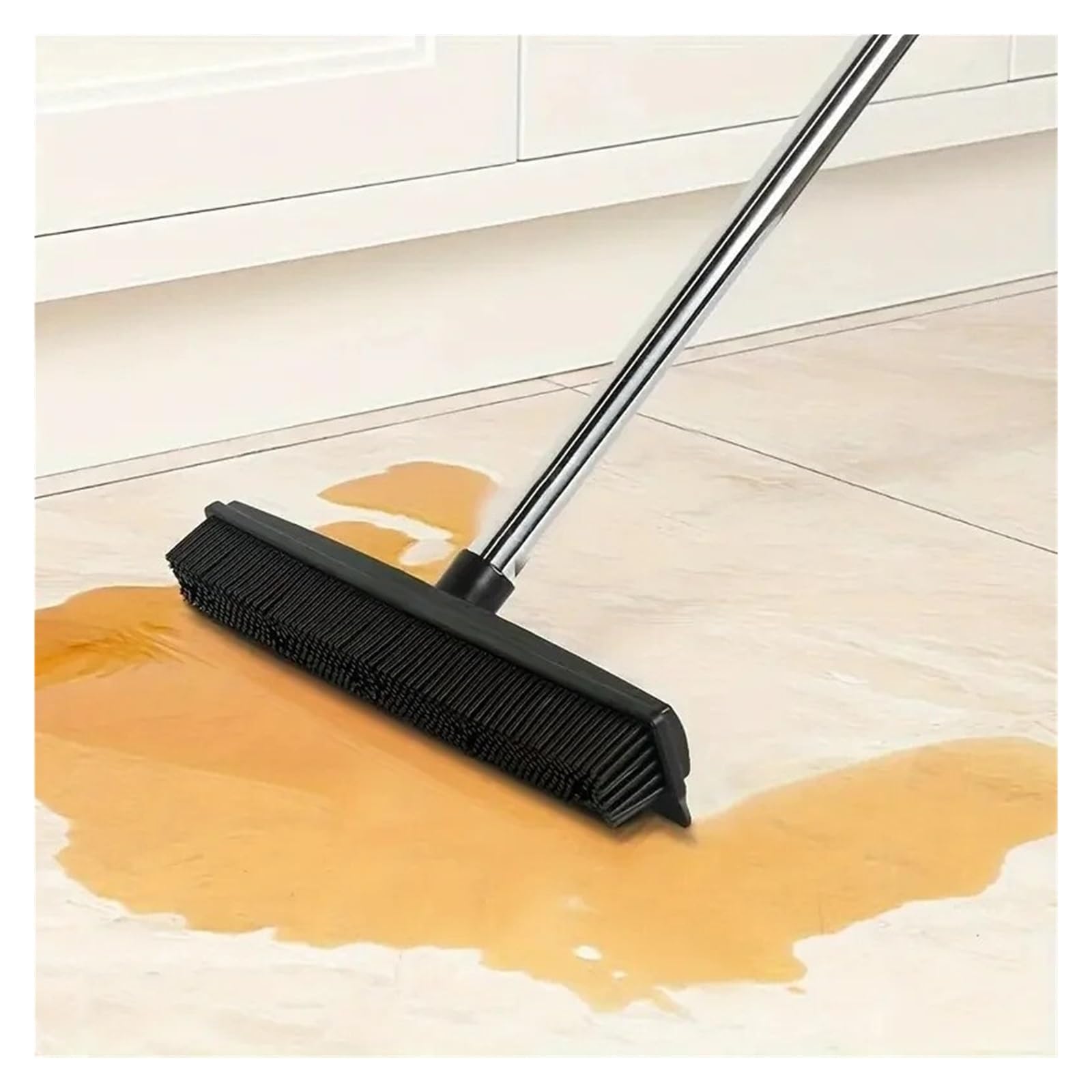 Rastrillo de Alfombra Escoba Goma con Mango Largo, for Madera Dura Peluda, 2 uds
