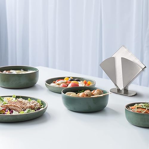 Miniatura 7 de Servilletero plateado – Servilleteros de acero inoxidable para mesas – Moderno soporte para servilletas de mesa de comedor para cocina, perfecto