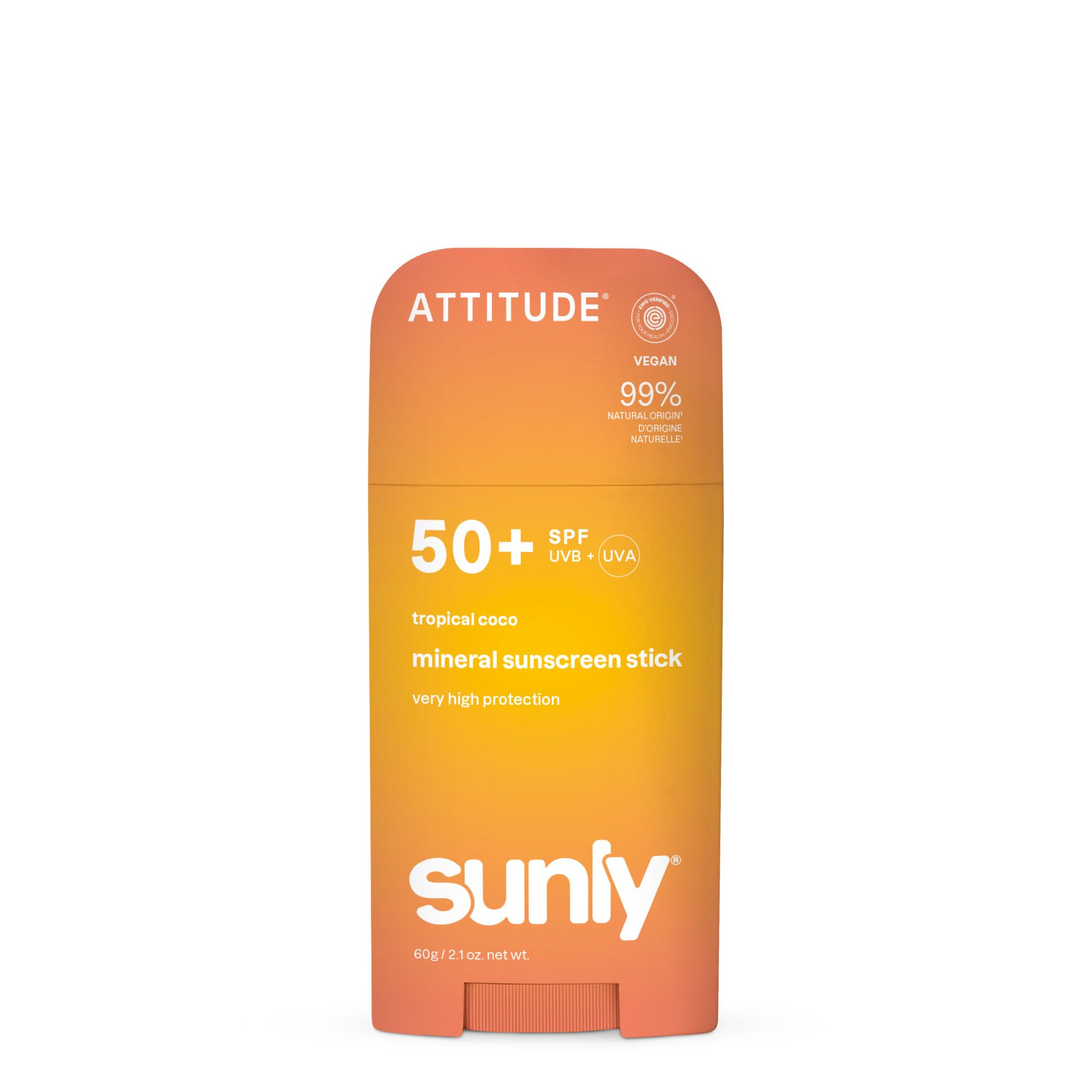 Attitude Sunly Mineral Sunscreen Stick Face & Body - SPF 50 - Tropi...