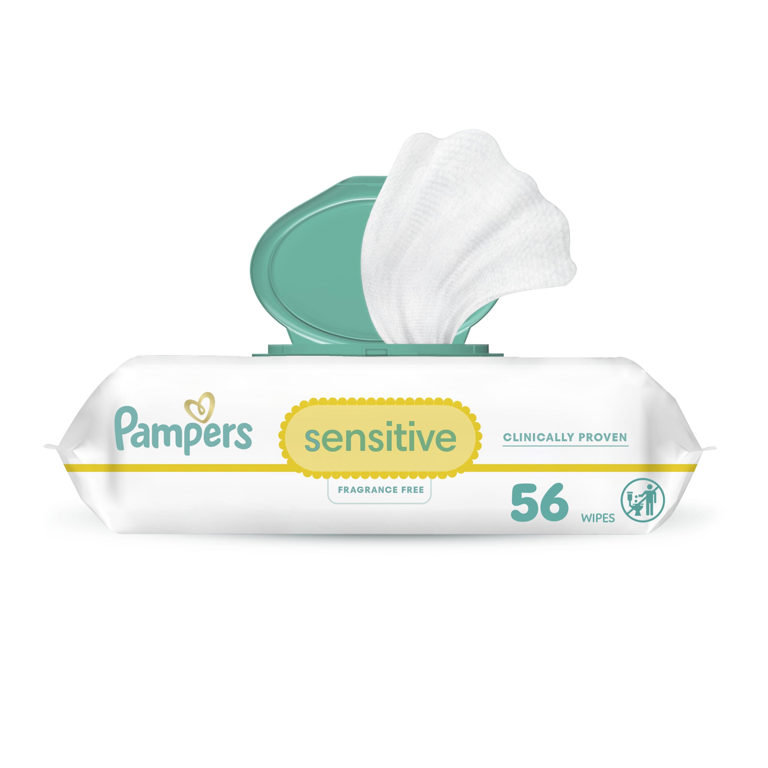 Pampers Baby Wipes Sensitive Perfume Free 1X Pop-Top Pack 56 Count